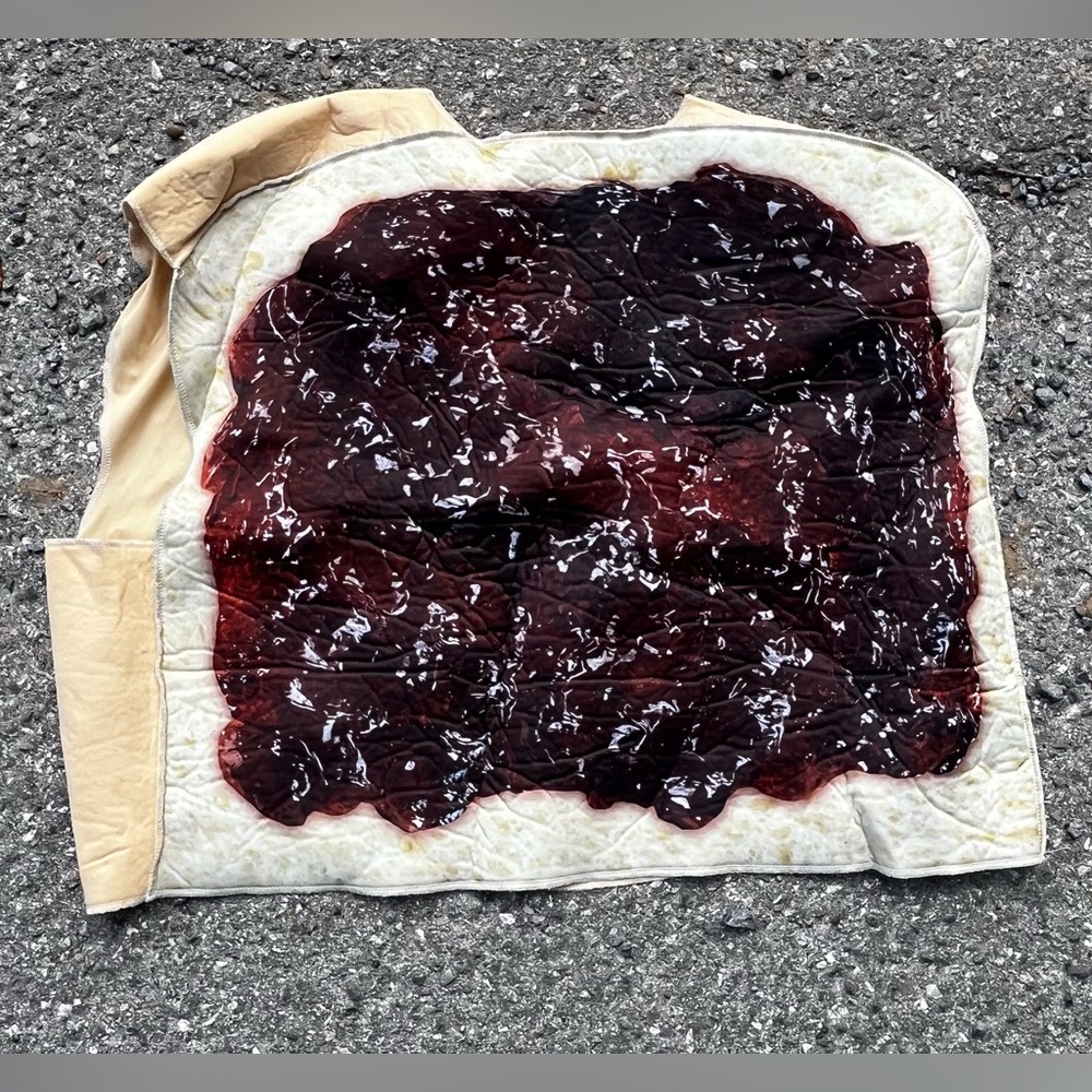 HALLOWEEN ADULT COSTUME (fits xs-xl) GRAPE JELLY ON TOAST FOOD COSTUME